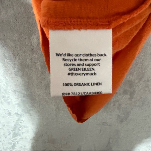 NWOT Eileen Fisher Organic Linen Ballet Neck Top Asymmetrical Hem Flamingo Small - Picture 6 of 7